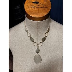 Druzy Agate Gold Tone Necklace Costume Stone